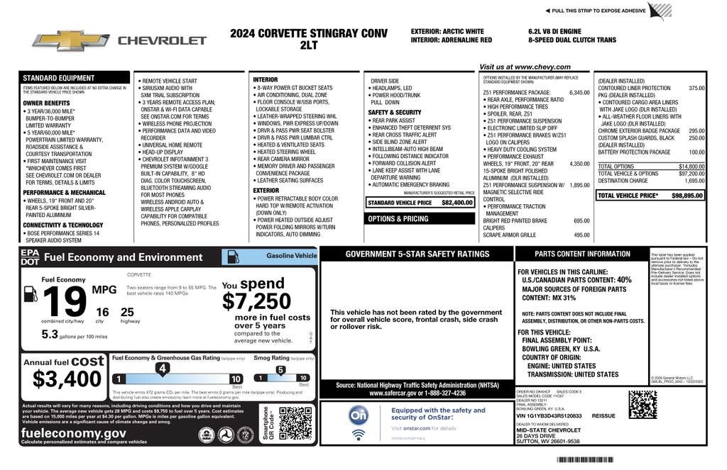 2024 Chevrolet Corvette Stingray 2LT