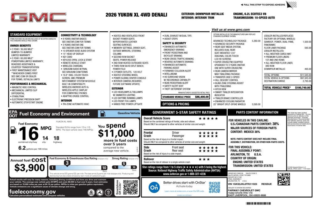 2026 GMC Yukon XL Denali