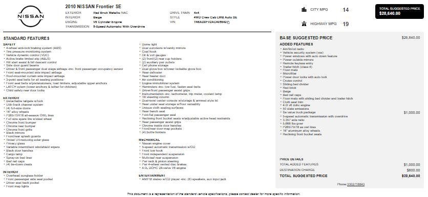 2010 Nissan Frontier SE