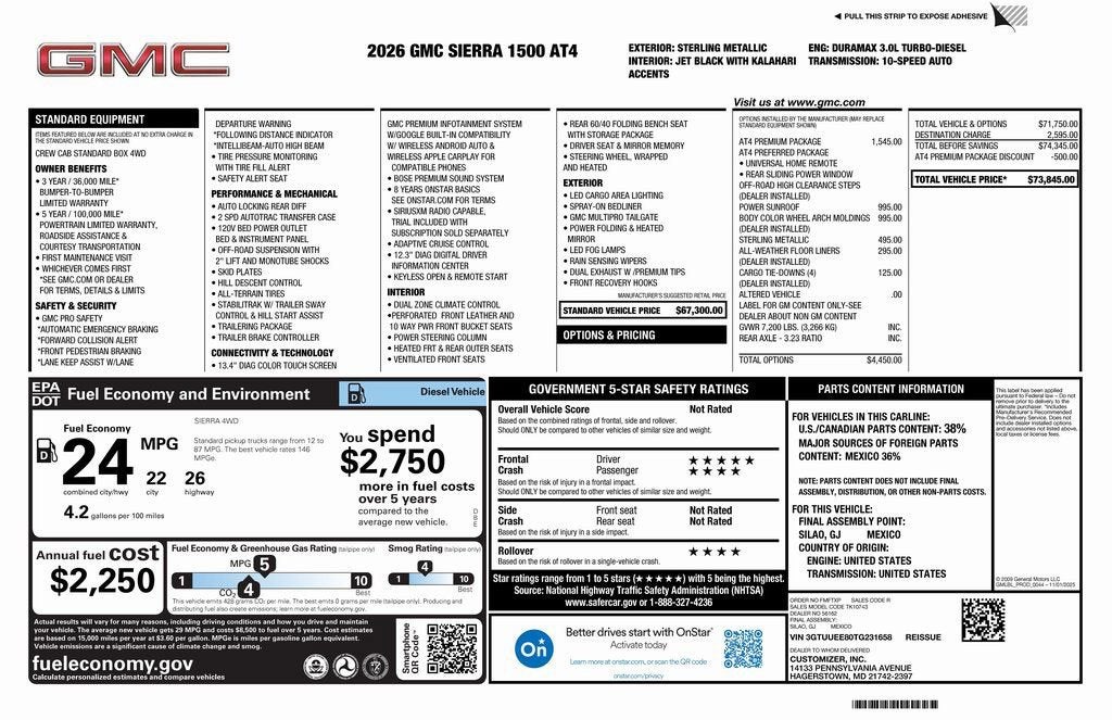 2026 GMC Sierra 1500 AT4