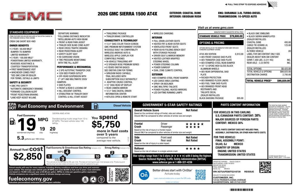 2026 GMC Sierra 1500 AT4X