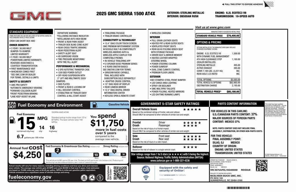 2025 GMC Sierra 1500 AT4X