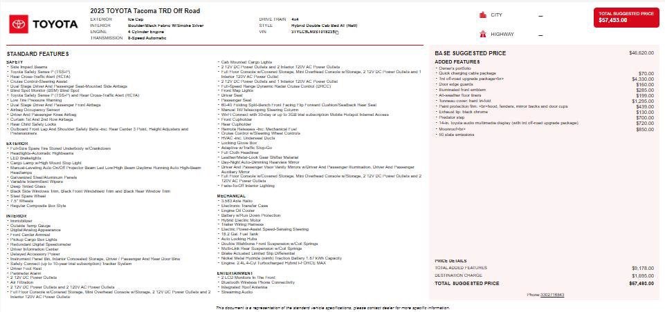 2025 Toyota Tacoma Hybrid TRD Off Road