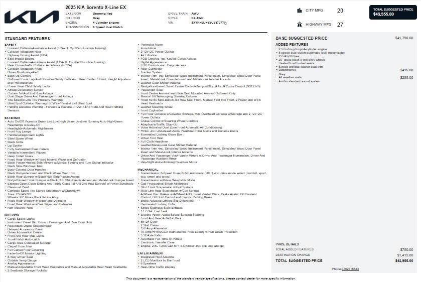 2025 Kia Sorento X-Line EX