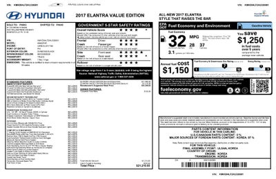 2017 Hyundai Elantra Value Edition